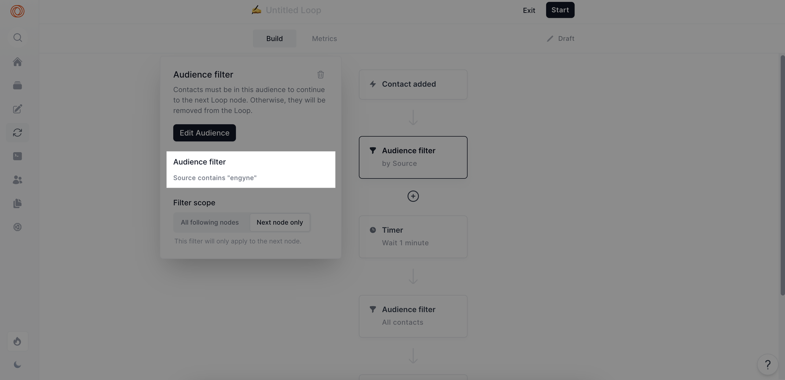 Filtering audience for a lead nurturing campaign in Loops