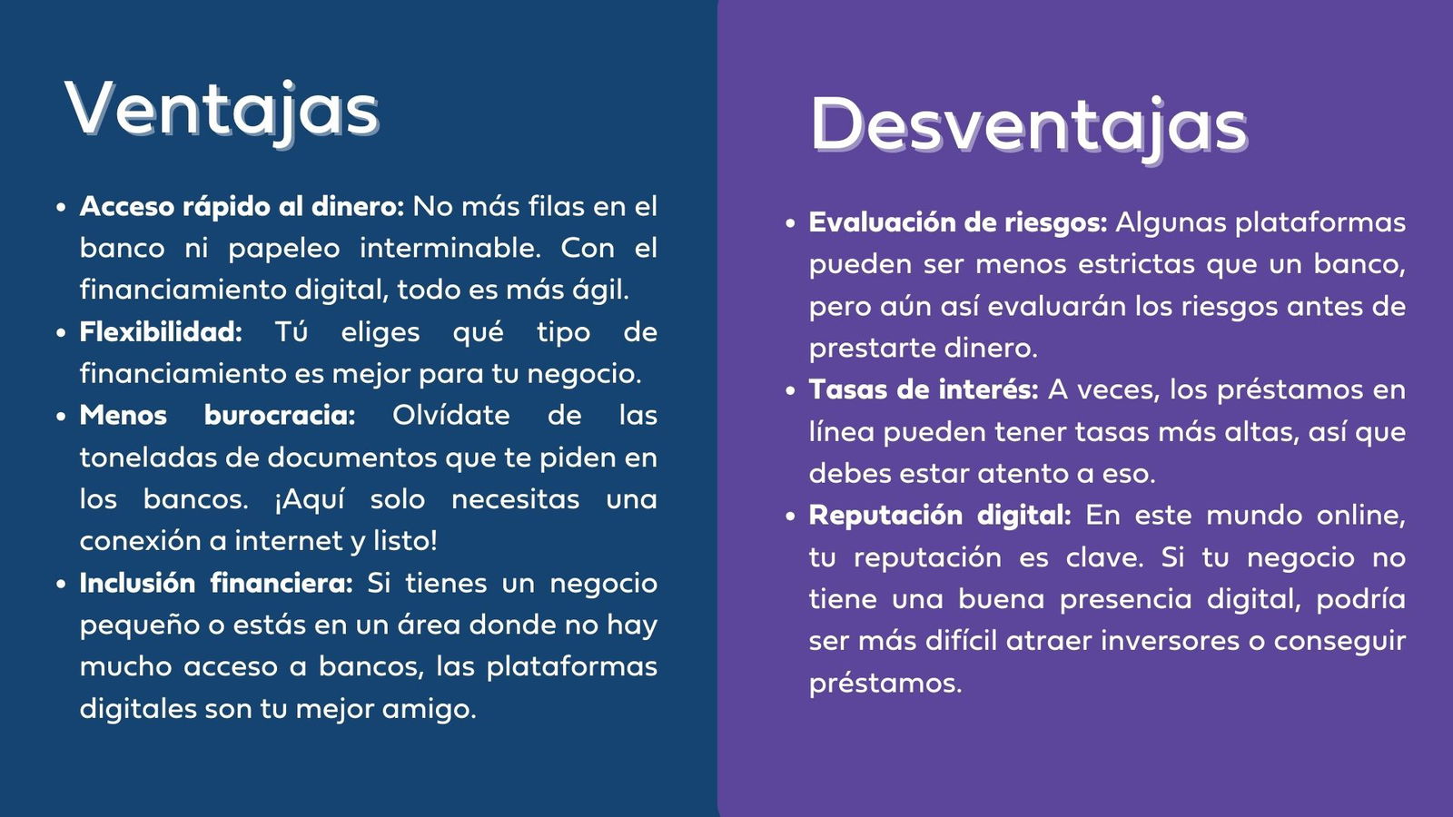 financiamiento digital, cómo financiar un negocio, ventajas y desventajas del financiamiento digital.