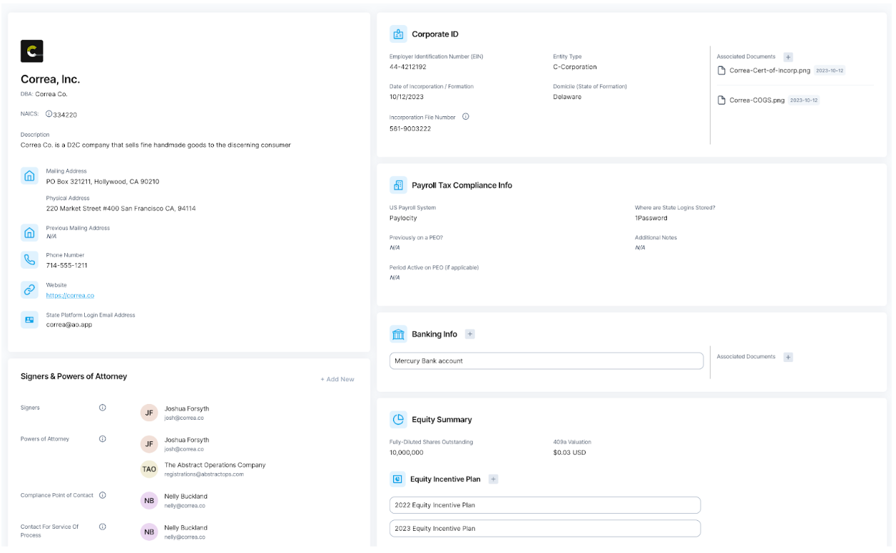 AbstractOps centralizes state account information.