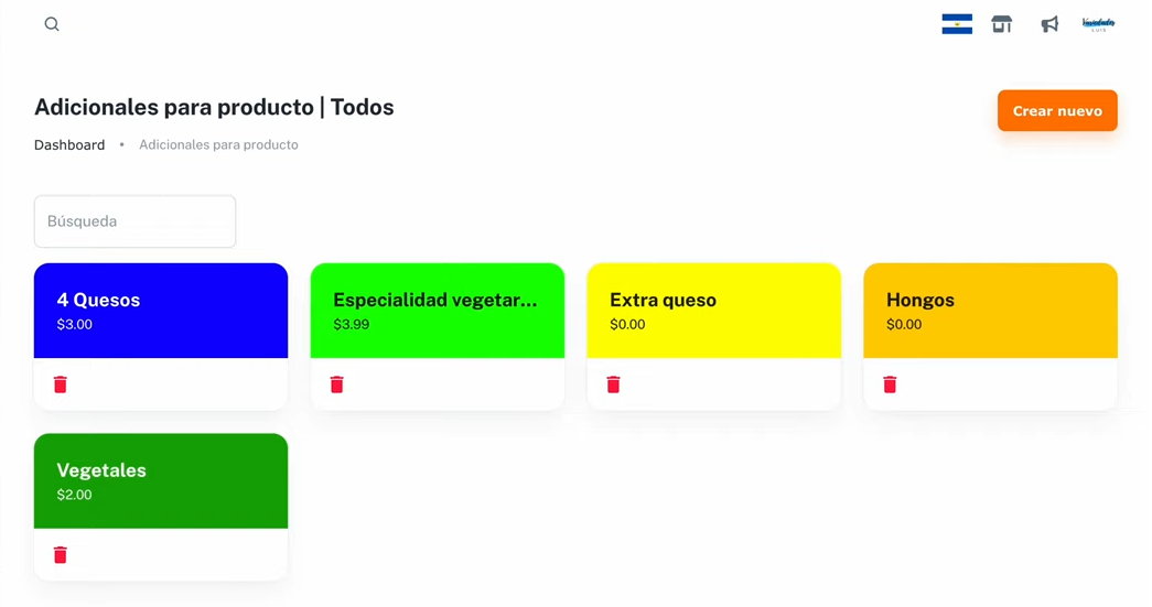 La variedad de adicionales o extras con sus respectivos previos representa una gran oportunidad para crecer ventas.